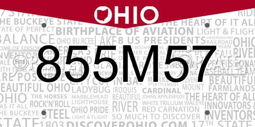 855M57 Ohio License Plate