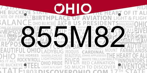 855M82 Ohio License Plate