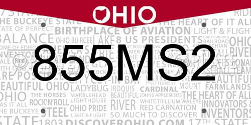 855MS2 Ohio License Plate