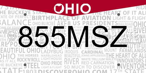 855MSZ Ohio License Plate