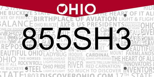 855SH3 Ohio License Plate