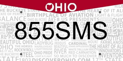 855SMS Ohio License Plate