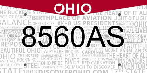 8560AS Ohio License Plate