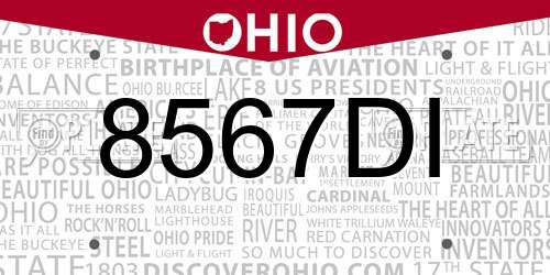 8567DI Ohio License Plate