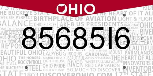 85685I6 Ohio License Plate
