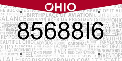 85688I6 Ohio License Plate
