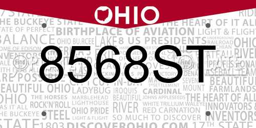8568ST Ohio License Plate