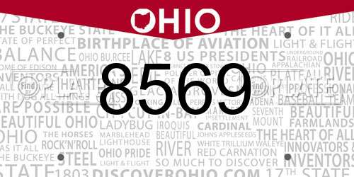 8569 Ohio License Plate