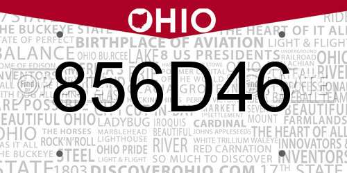 856D46 Ohio License Plate