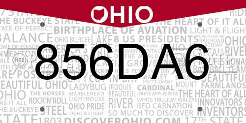 856DA6 Ohio License Plate