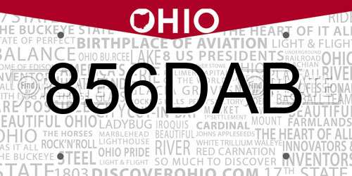 856DAB Ohio License Plate