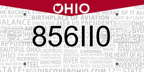 856II0 Ohio License Plate