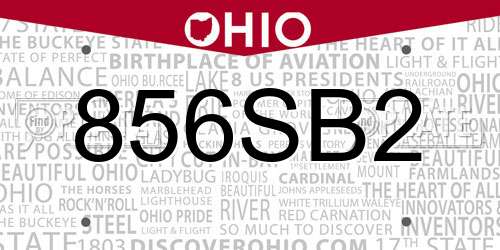 856SB2 Ohio License Plate