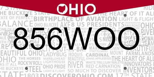 856WOO Ohio License Plate