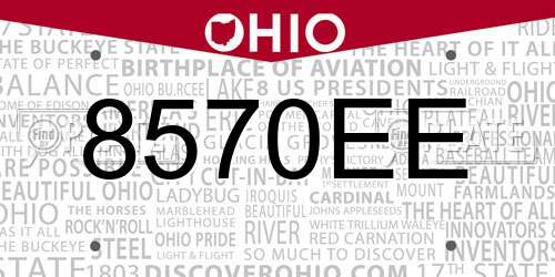 8570EE Ohio License Plate