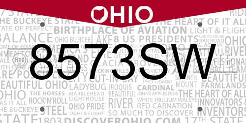 8573SW Ohio License Plate
