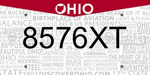 8576XT Ohio License Plate