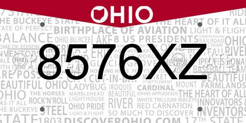 8576XZ Ohio License Plate