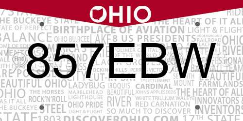 857EBW Ohio License Plate
