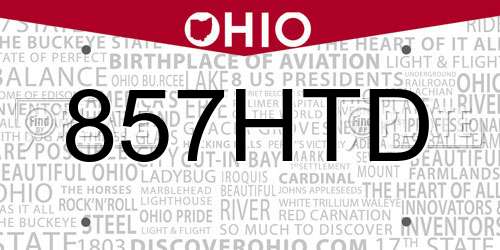 857HTD Ohio License Plate