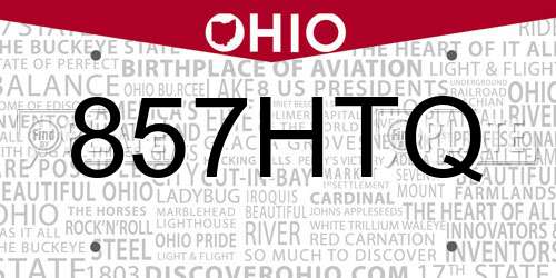 857HTQ Ohio License Plate