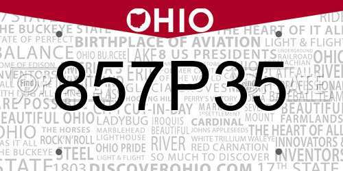 857P35 Ohio License Plate