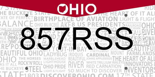 857RSS Ohio License Plate
