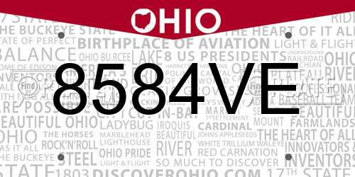 8584VE Ohio License Plate