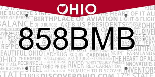 858BMB Ohio License Plate