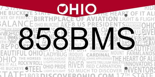 858BMS Ohio License Plate
