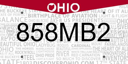 858MB2 Ohio License Plate