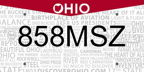 858MSZ Ohio License Plate