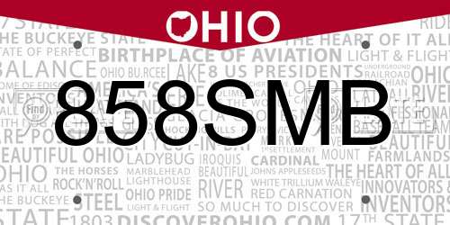 858SMB Ohio License Plate