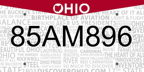 85AM896 Ohio License Plate