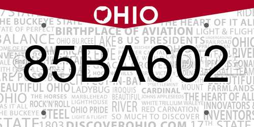 85BA602 Ohio License Plate