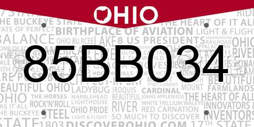 85BB034 Ohio License Plate