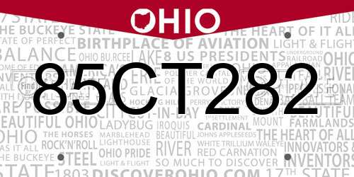 85CT282 Ohio License Plate