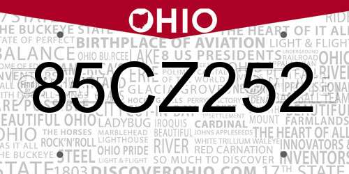 85CZ252 Ohio License Plate