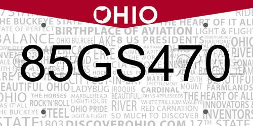 85GS470 Ohio License Plate