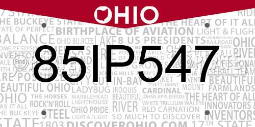 85IP547 Ohio License Plate