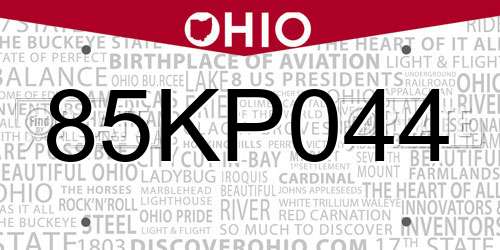 85KP044 Ohio License Plate