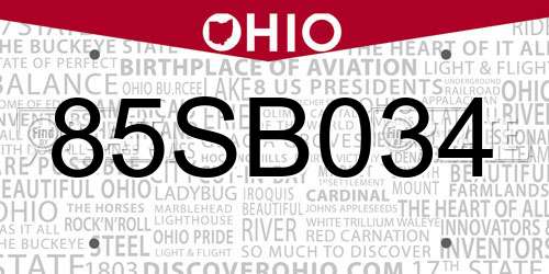 85SB034 Ohio License Plate