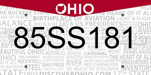 85SS181 Ohio License Plate
