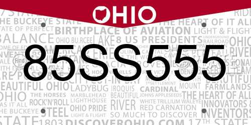 85SS555 Ohio License Plate