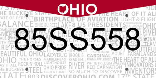 85SS558 Ohio License Plate