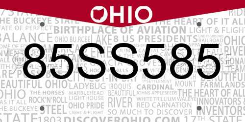 85SS585 Ohio License Plate