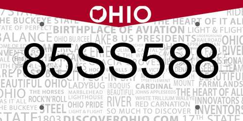 85SS588 Ohio License Plate