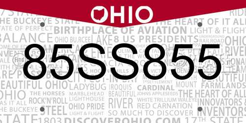 85SS855 Ohio License Plate