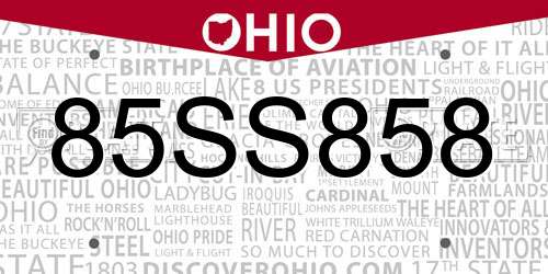 85SS858 Ohio License Plate