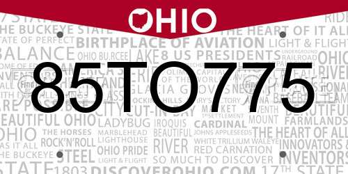 85TO775 Ohio License Plate